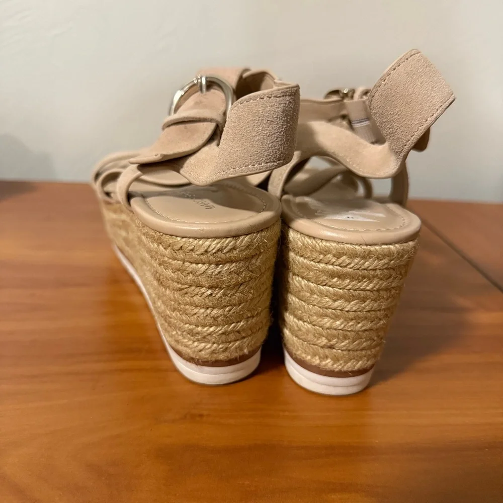 Marc Fisher Beige Nude Espadrille Wedge Sandal Strappy‎ Heel Neutral Casual 10M